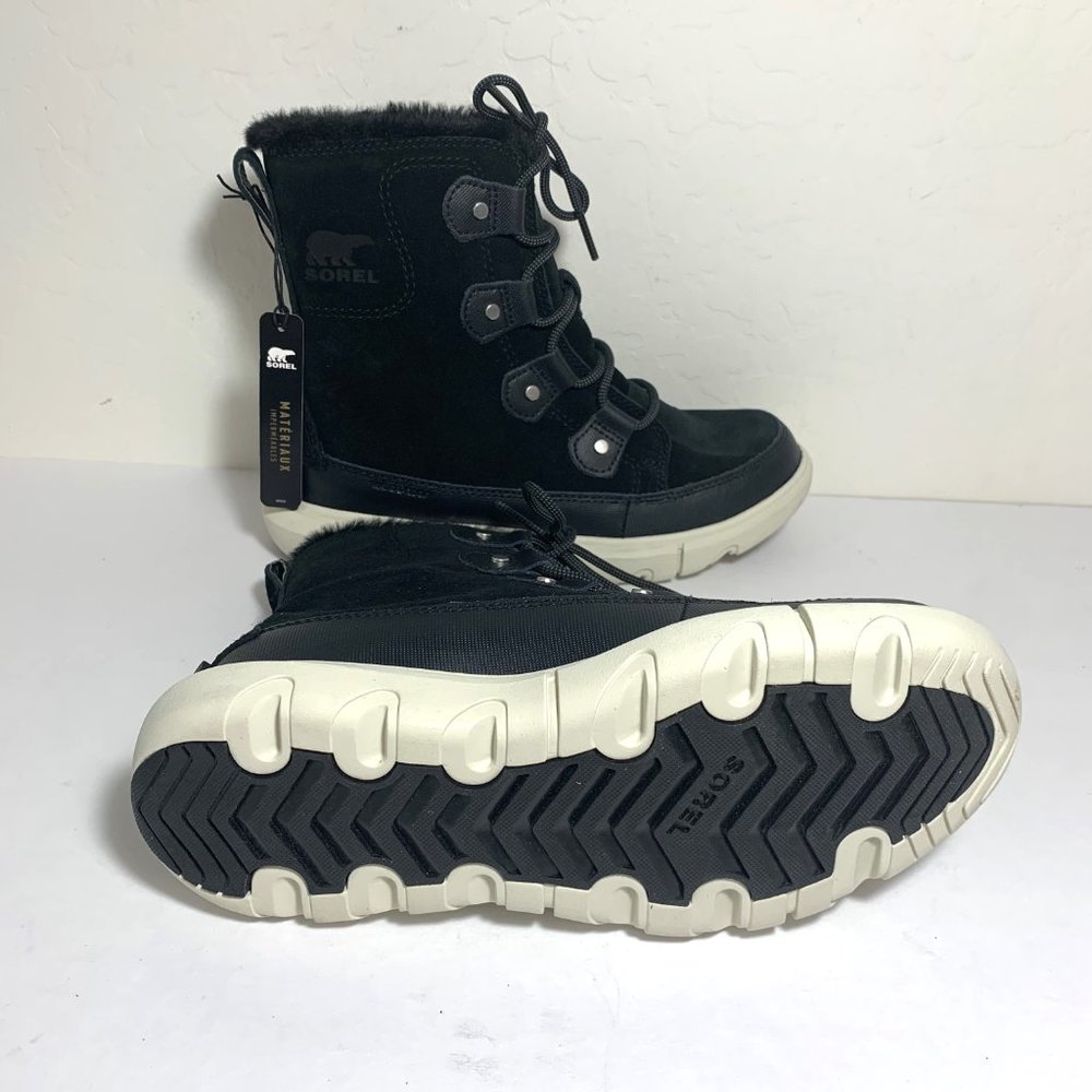 Sorel Explorer II Joan Boots Lace Up Suede Faux Fur Booties Black Size 7 NEW - Picture 6 of 8